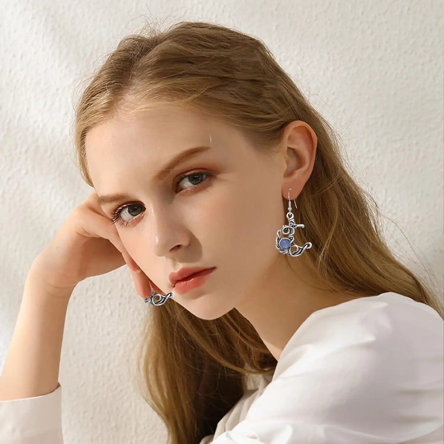 Boho Sun & Moon Drop Earrings – Vintage Crystal Jewelry for Women