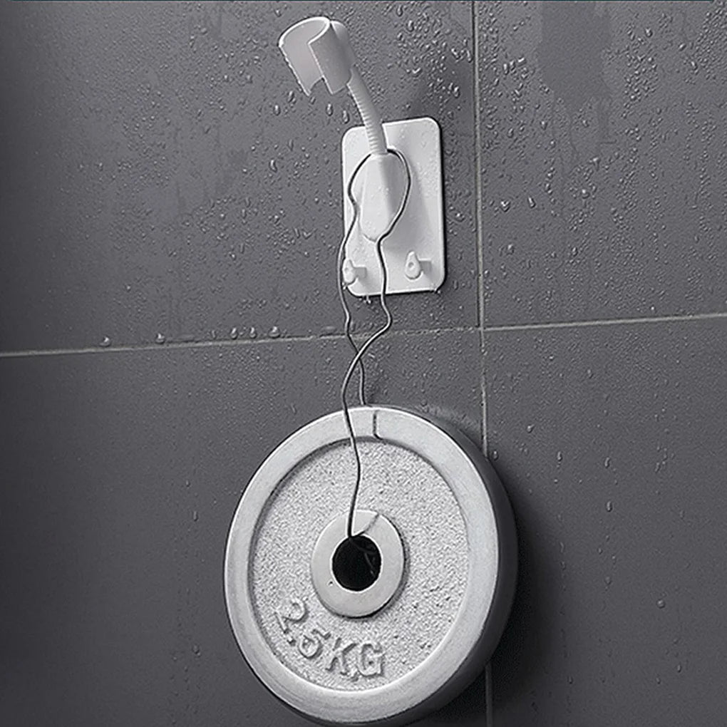 Adjustable Shower Head Holder with Hooks – No-Drill Wall Mount