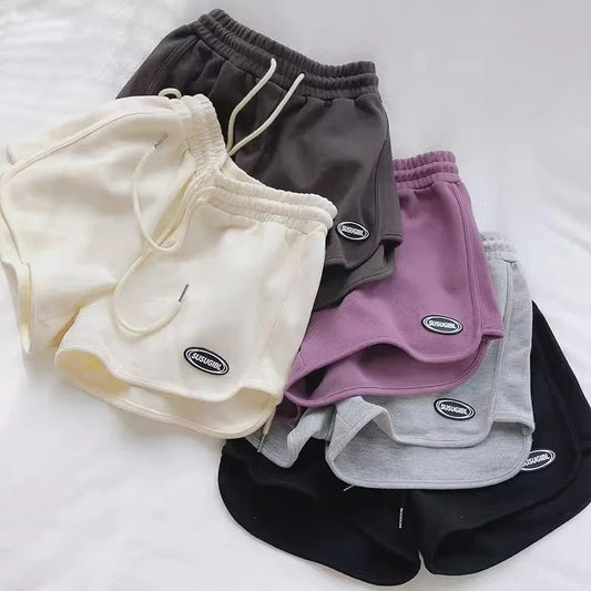 Women Casual Loose Drawstring Sports Shorts Elastic High Waist Fitness Running A-line Shorts Basic Yoga Wide Leg Trousers Summer