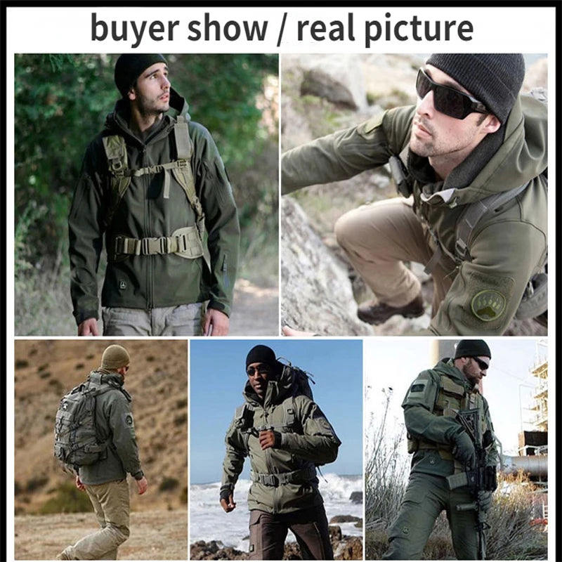 Men's Winter Autumn Softshell Fleece Jackets Waterproof Outdoor Fishing Hiking Hunting Thermal Camping Cargo Coats Warm M-5XL