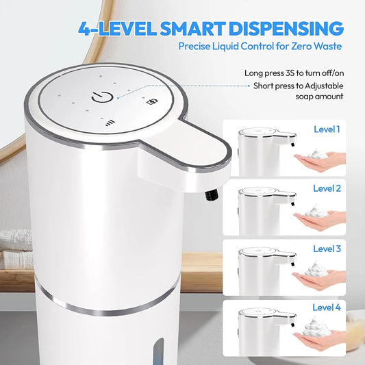 Automatic Soap Dispenser Touchless Foaming Soap Dispenser 380ml USB Rechargeable Electric 4 Level Adjustable Foam Soap Dispenser