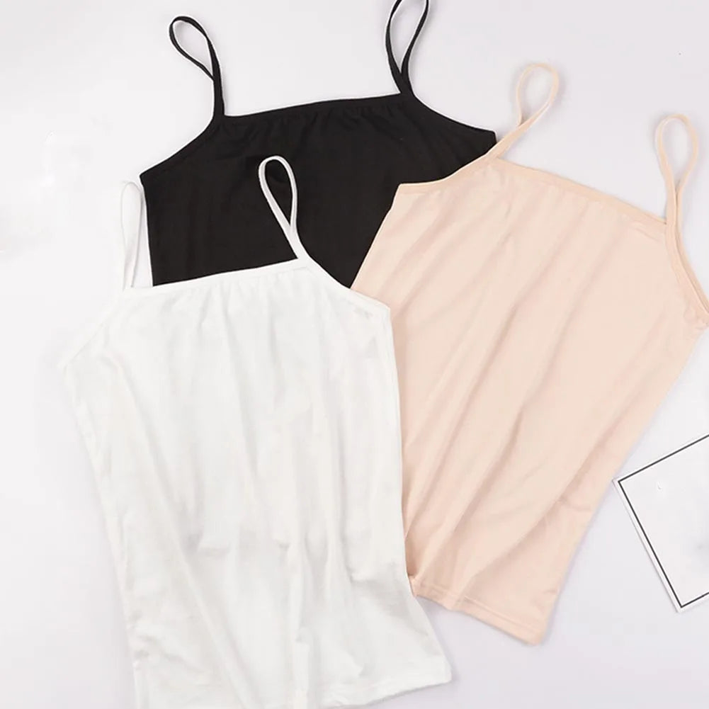 Sexy Sling Camisoles Women Crop Tops Solid Color Sleeveless T-shirt Base Tee Tops Skinny Vest Female Slimming Tanks Underwear