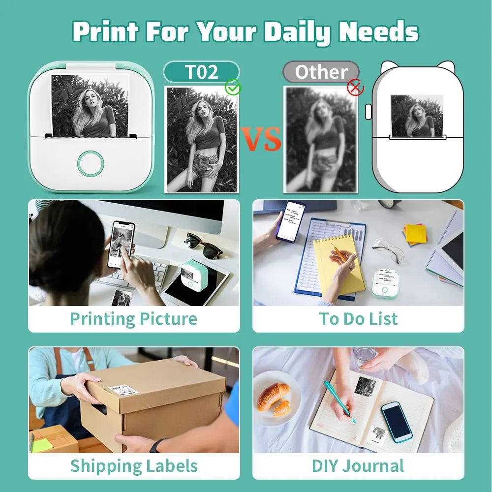 Phomemo T02 Mini Pocket Printer – Bluetooth Thermal Label Maker