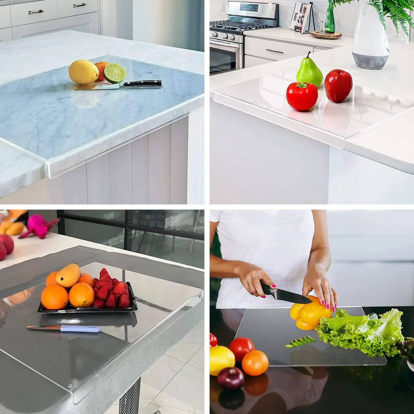 Acrylic Cutting Board with Lip – Non-Slip Transparent Counter Protector