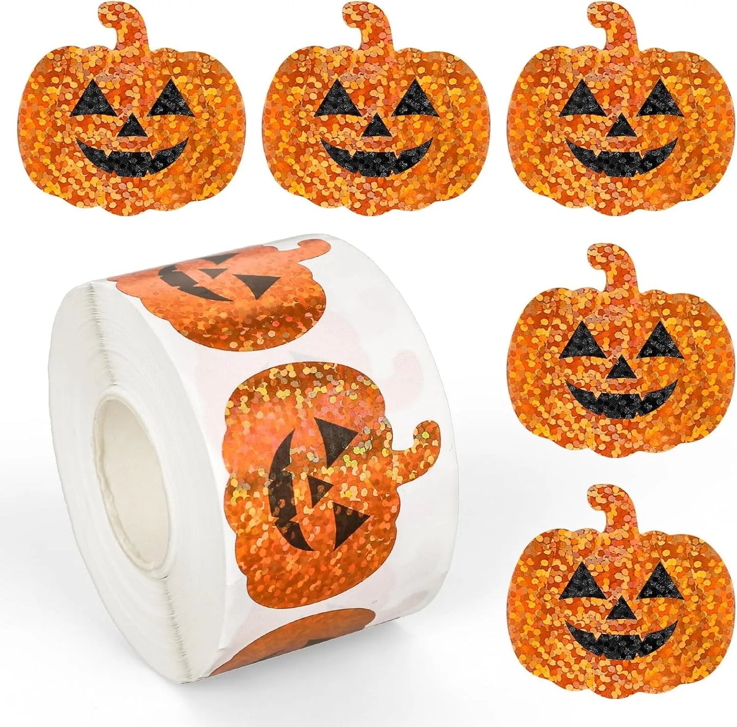 1roll/500pcs Cute Laser Ghost Stickers,Cute Ghost Sealing Stickers, Self-Adhesive Paper,Halloween Halloween Decorations Stickers