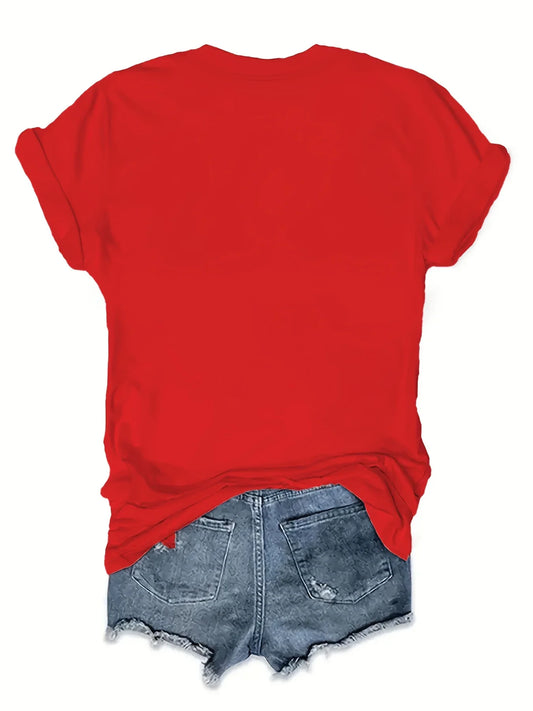 Women’s Black Rhinestone Bow Tee – Casual Short Sleeve Top