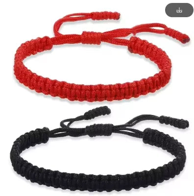 Handmade Tibetan Knot Bracelet – Red & Black Unisex Rope Charm