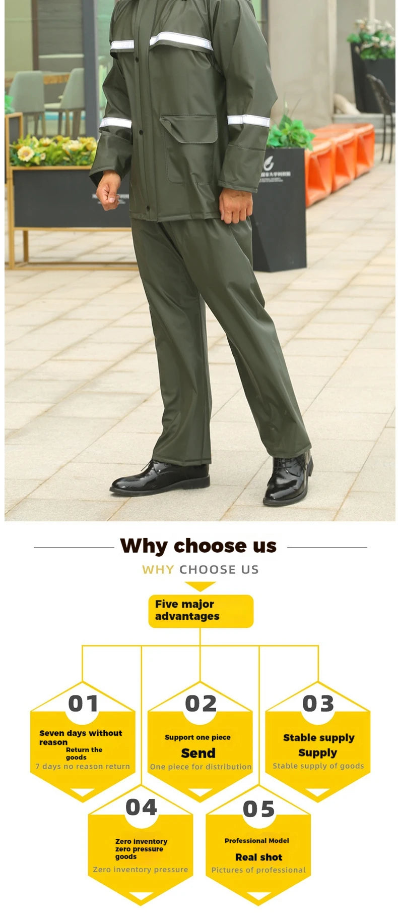 Raincoat and Rainpants Suit Full Body Rainstorm Prevention Electric Bicycle Motorcycle Takeaway Riding Reflective Split Raincoat