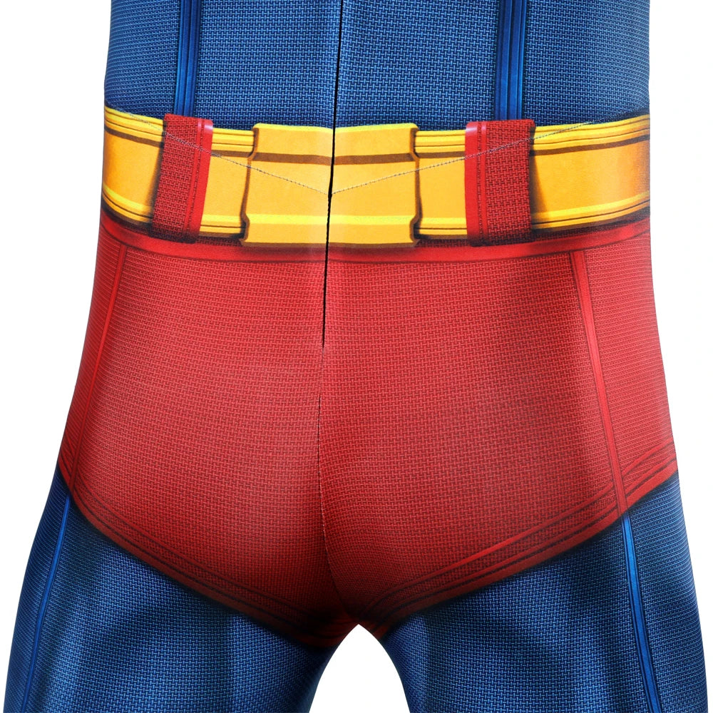 Hero Zentai Man Clark Kent Disguise Super High Quality Halloween Cosplay Costume Bodysuit with Red Cloak 3D Printed Kent Outfit