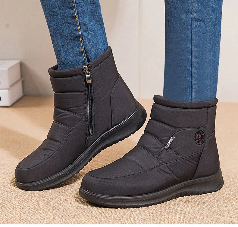 Women's Boots 2025 Winter Shoes For Women Ankle Boots Warm Fur Botas Mujer Waterproof Low Heels Snow Boots Winter Flat Shoes