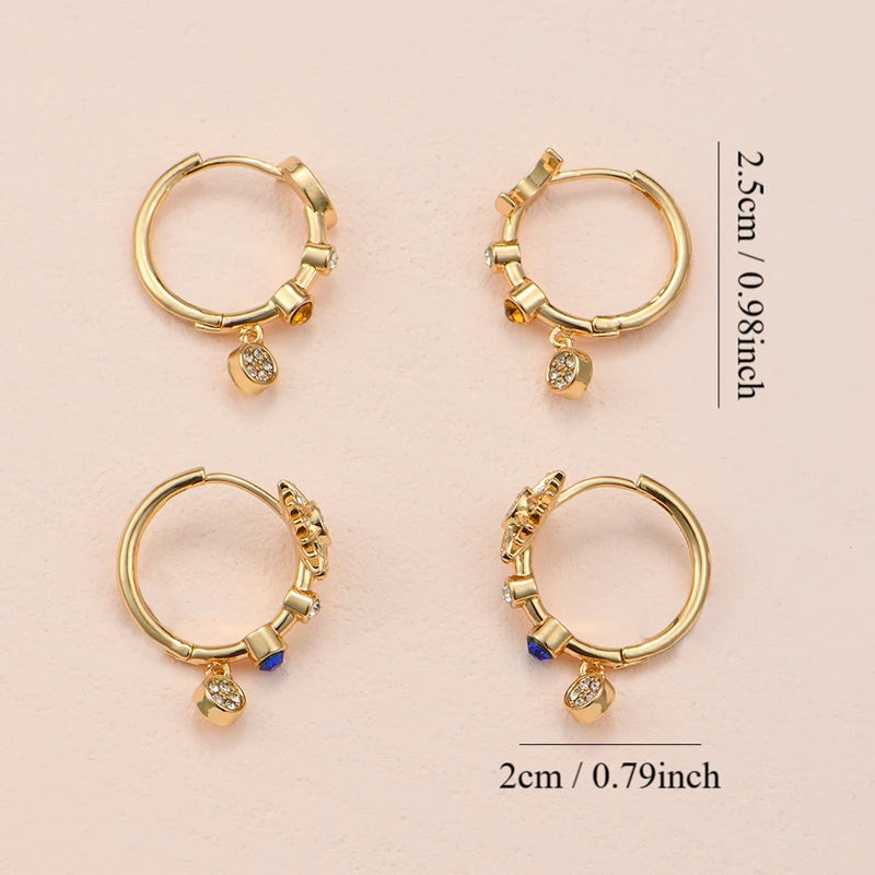 Sun & Moon Crystal Hoop Earrings – Romantic Gift for Women