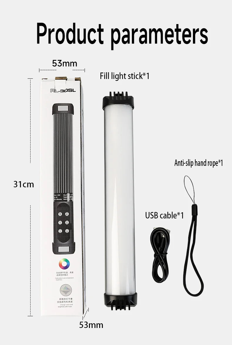 RGB Led Video Light Stick Wand Portable Studio Photography Lighting for YouTube Painting Vlog Live Streaming Self Broadcasting