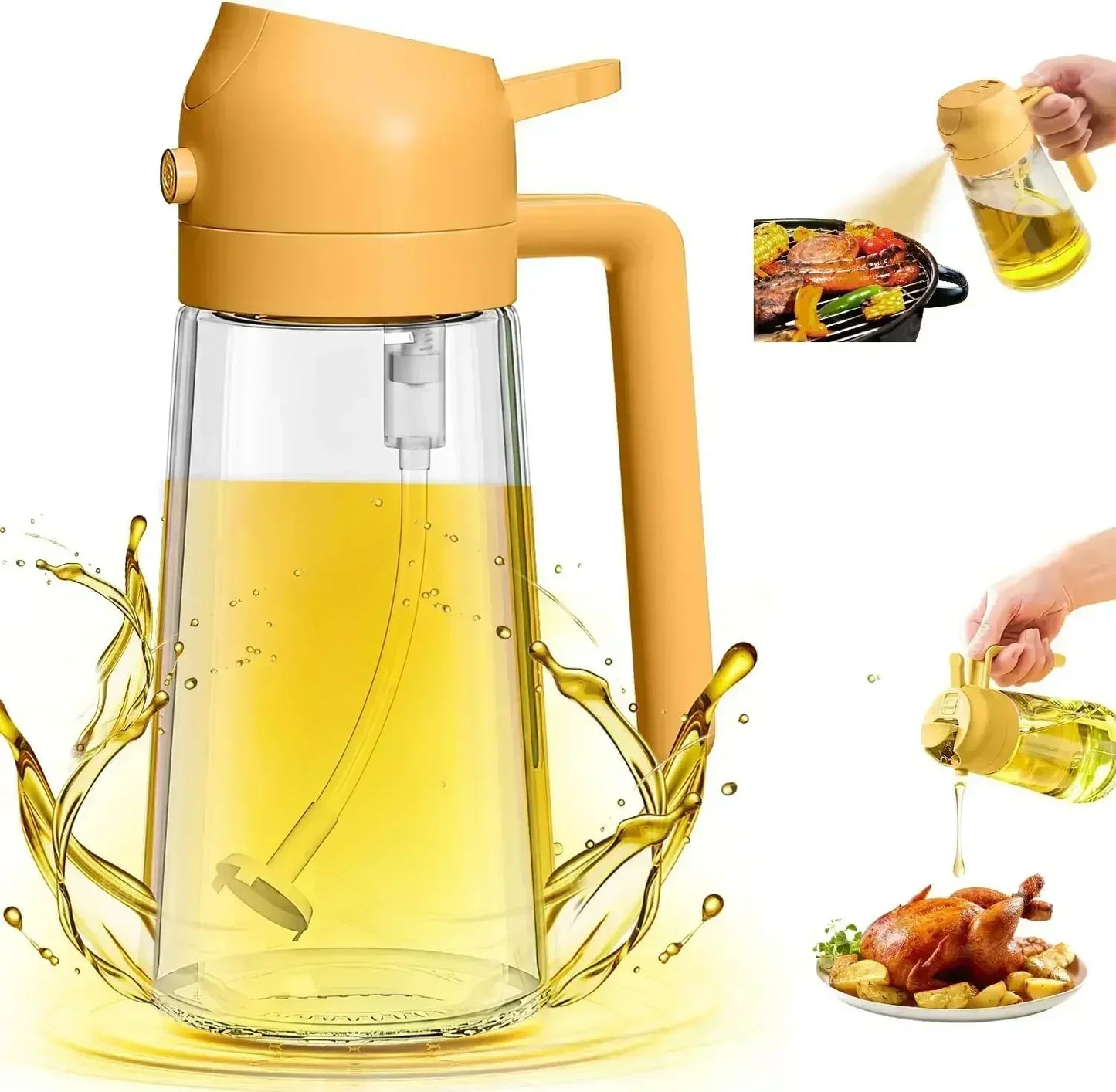 2-in-1 Glass Oil Dispenser & Sprayer | Leakproof, Non-Slip Kitchen Mister