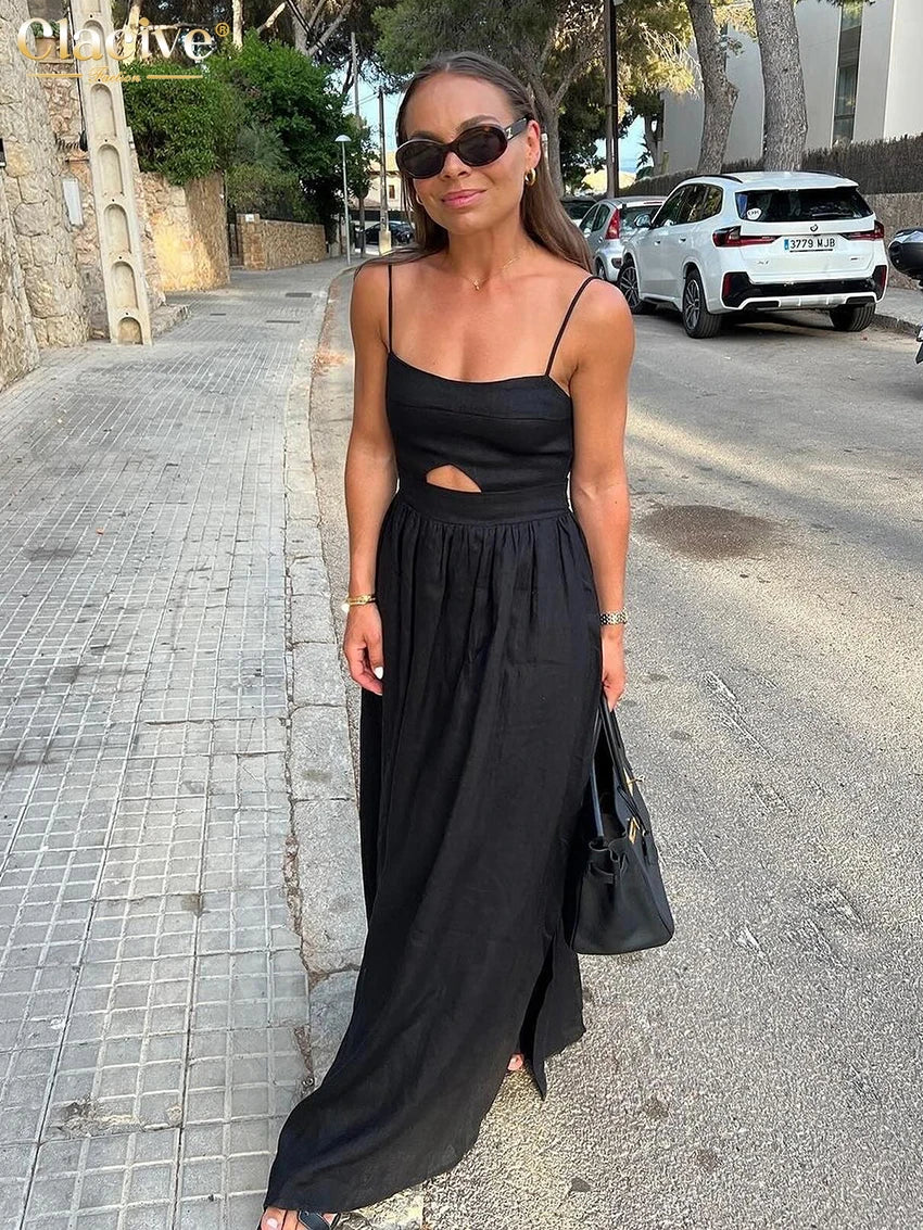 Black Cotton Sleeveless Maxi Dress β Elegant Summer Style