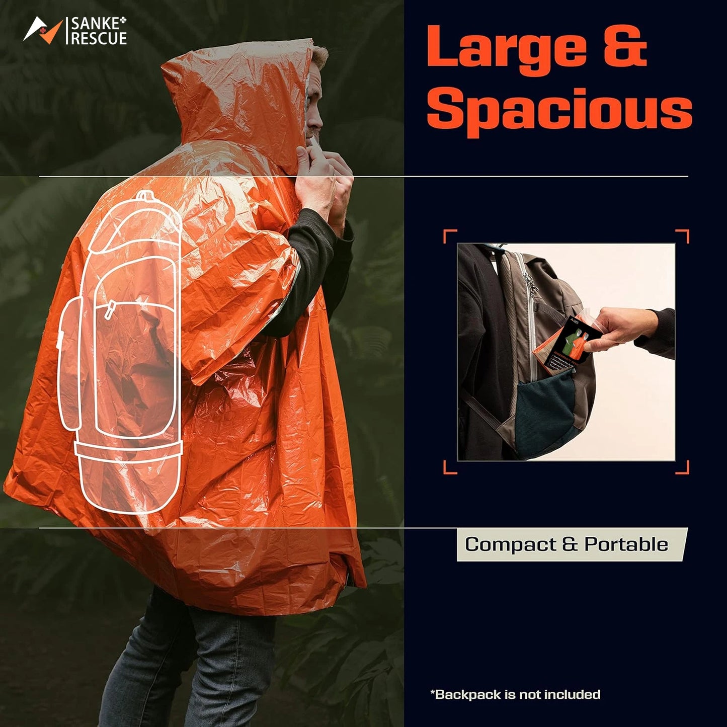 3 In 1 Outdoor Military Raincoat Hooded Sleeve Waterproof Rain Poncho Motorcycle Rain Cover Camping Hiking Travel Rainwear Tent