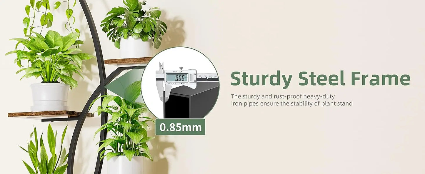 8-Tier Indoor Plant Stand with Grow Lights – Tall Metal Shelf for Corners & Living Rooms, Space-Saving Display Rack for Multiple Plants