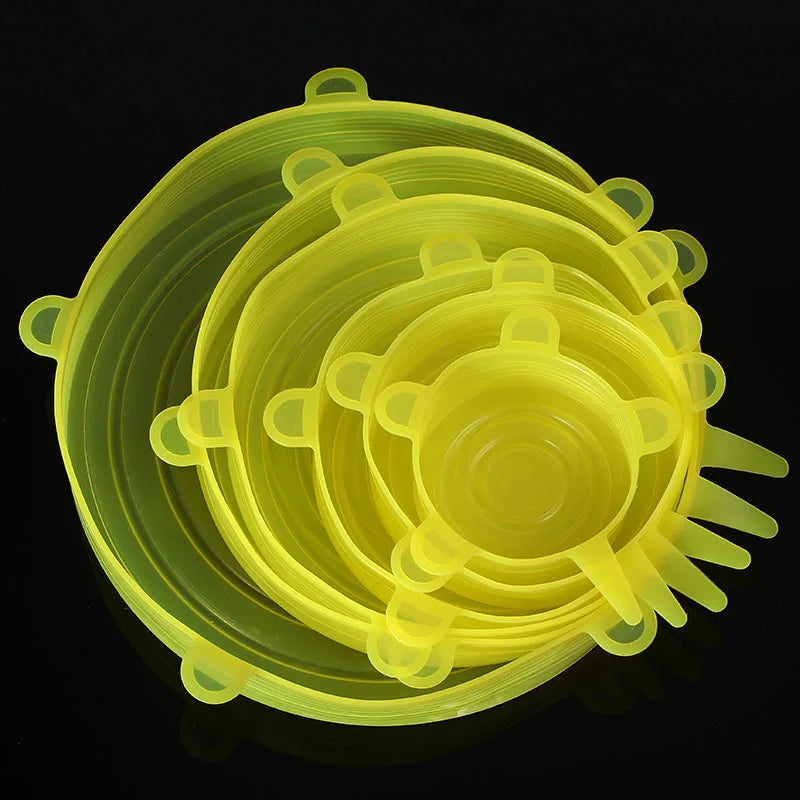 6pcs/set Silicone Covers Adaptable Silicone Lids Silicone Caps for Food Universal Dish Stretch Lids for Cans Kitchen Accessories