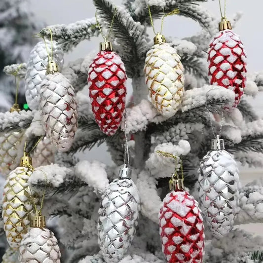 5Pcs Christmas Painted Pine Cone Balls Hanging Pendants Merry Christmas Tree Decoration for Home Xmas Ornament Gift 2024/2025