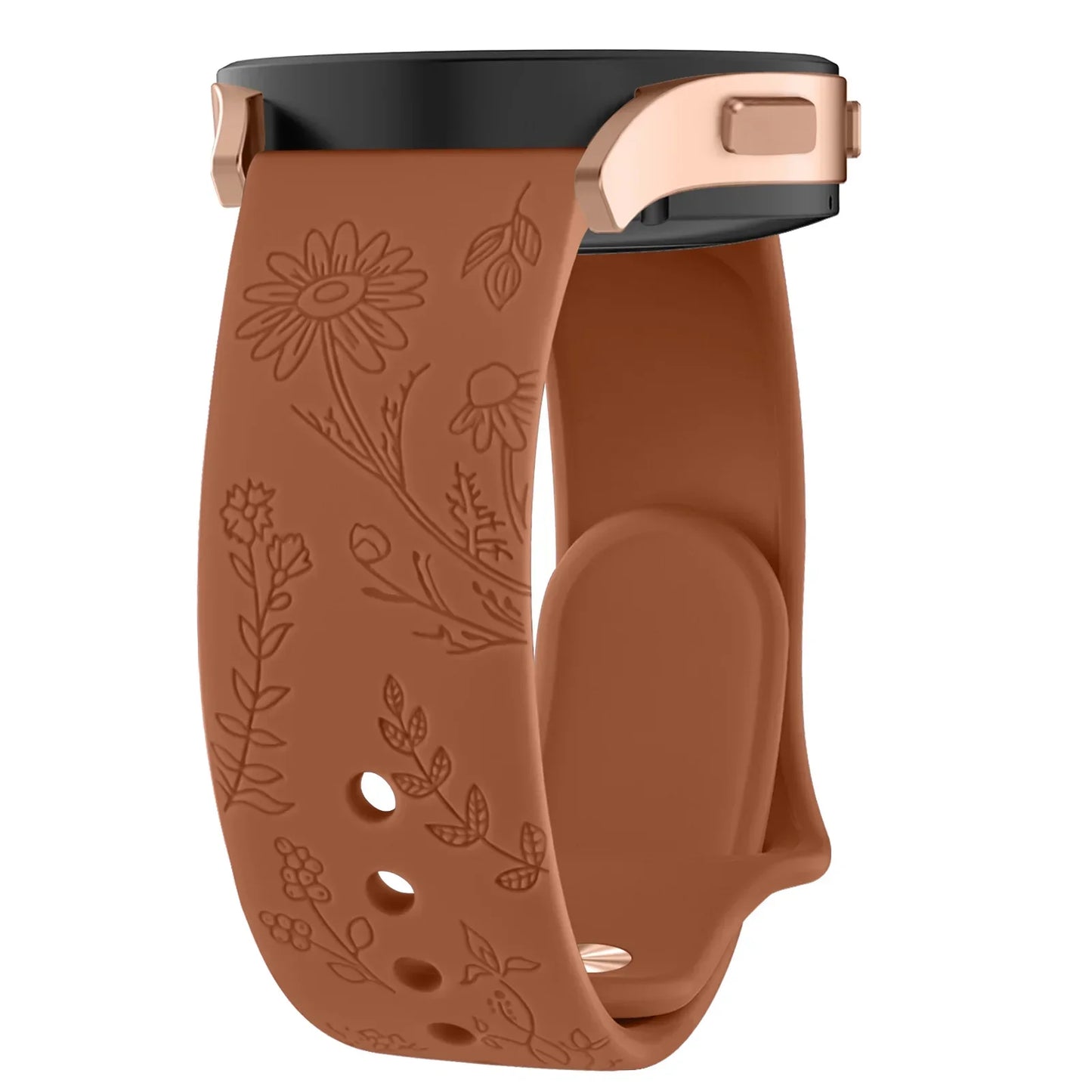 20mm Floral Engraved Band for For Samsung Galaxy Watch 6/5/4/Active 2/5 Pro 45mm 40mm 44mm/Watch 6 4 Classic/Watch 3 41mm Strap