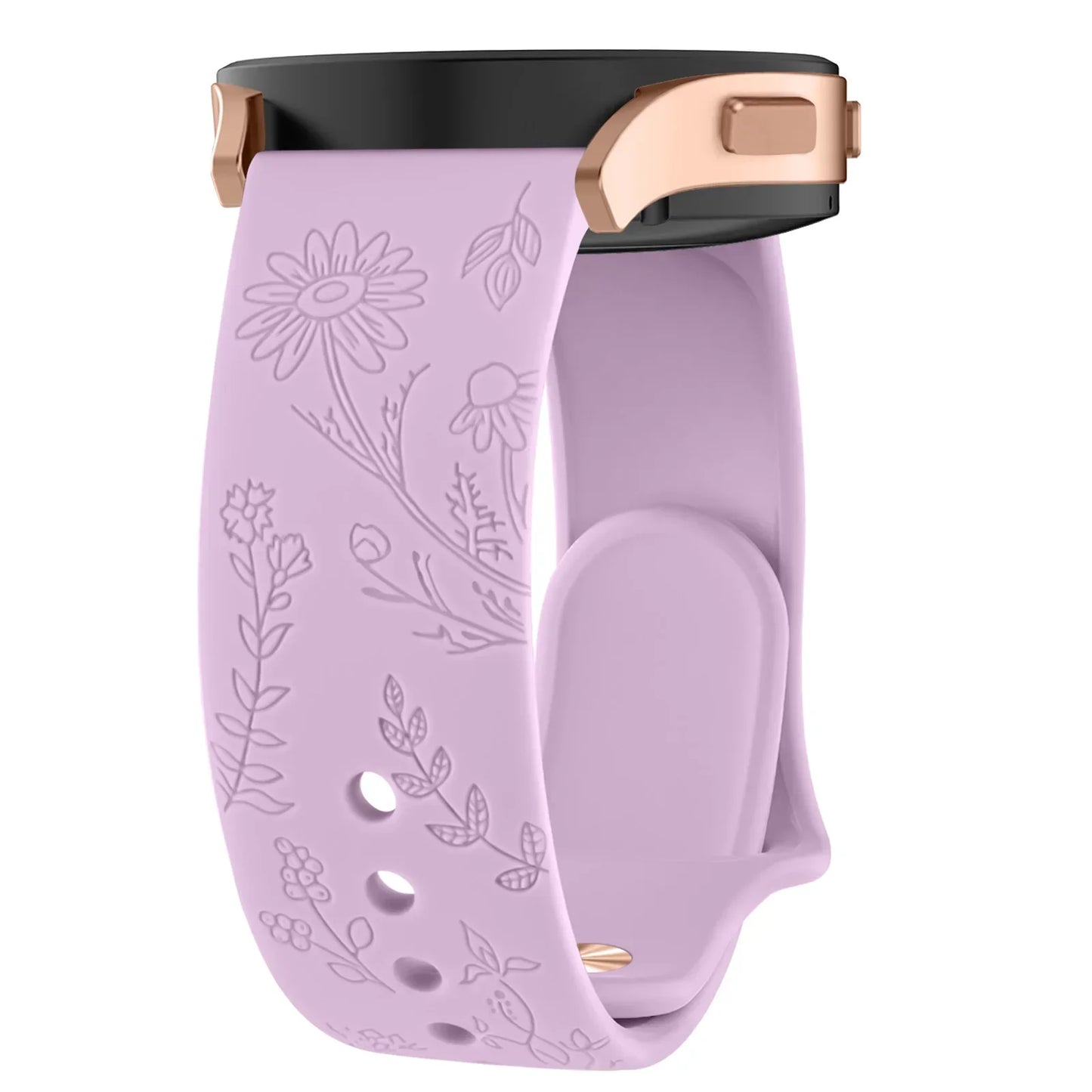 20mm Floral Engraved Band for For Samsung Galaxy Watch 6/5/4/Active 2/5 Pro 45mm 40mm 44mm/Watch 6 4 Classic/Watch 3 41mm Strap