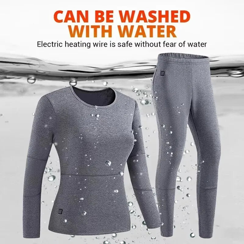 30 Zones Heating Heated Underwear Women Men Motorcycle Jacket USB Electric Heating Underwear Fleece