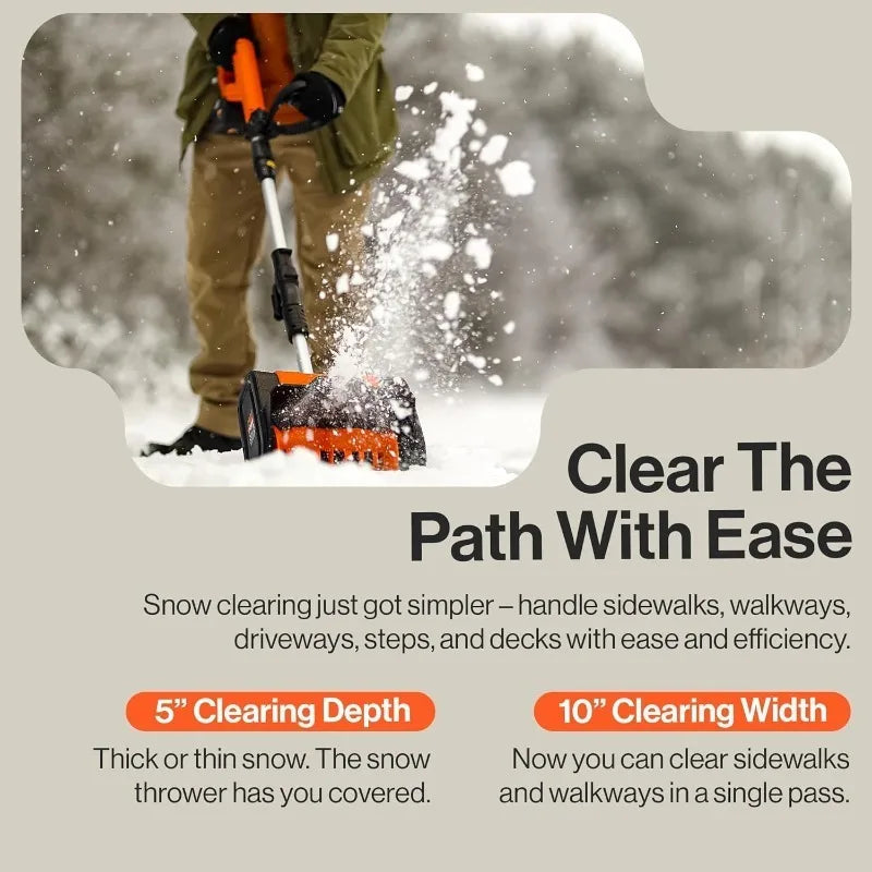 SuperHandy Cordless Snow Shovel, 20V 2Ah Electric Snow Thrower - Lightweight, 10"x5" Clearing Path, 25 ft Throwing Distance, 300
