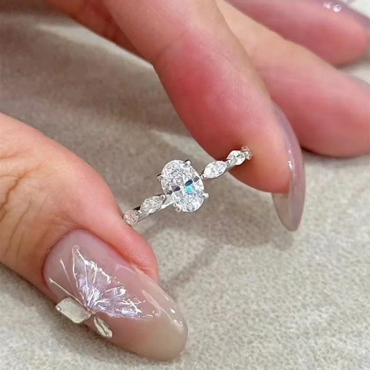 Fine jewelry 925 sterling silver zircon ring suitable for women engagement jewelry gift