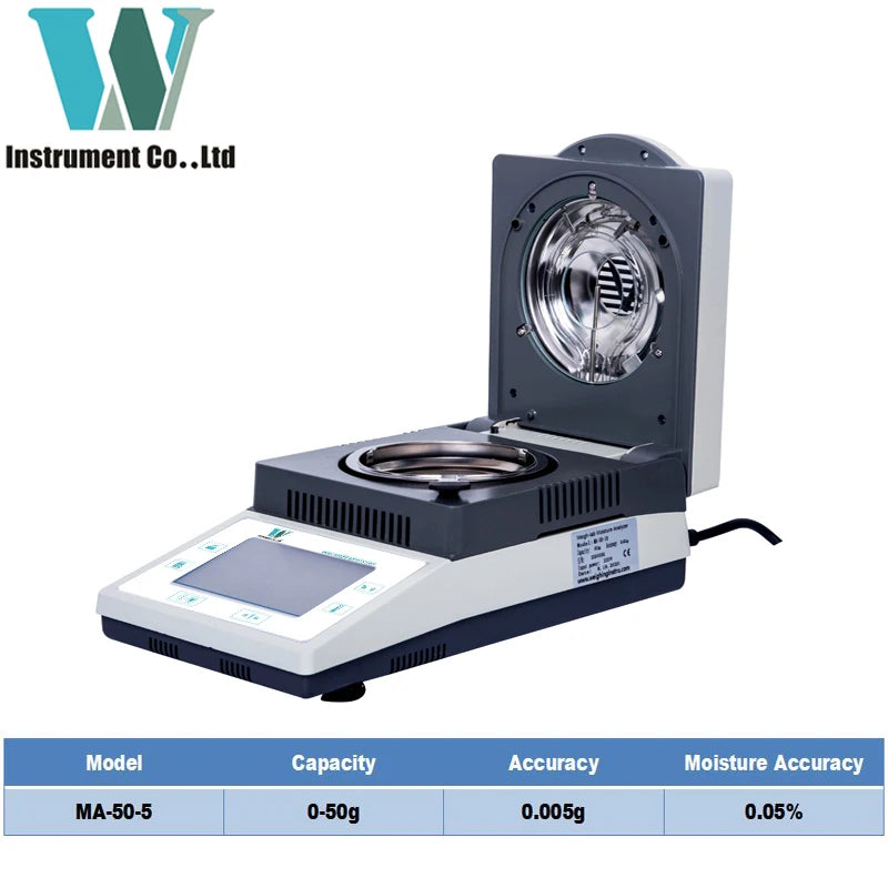 110g 0.001g 0.01% Reliable Faster Precision Touch Screen 50g 1MG Laboratory Halogen Testing Meter Analysis Moisture Analyzer
