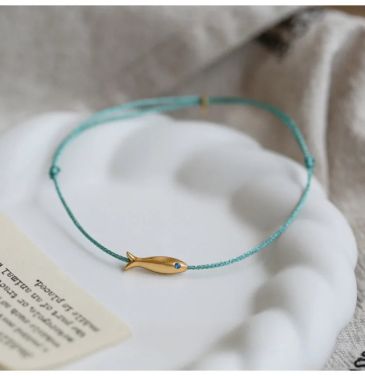 VENTFILLE 925 Sterling Silver Koi Fish Anklet Rope for Women Girl Cute Fashion Summer Jewelry Dropshipping Wholesale