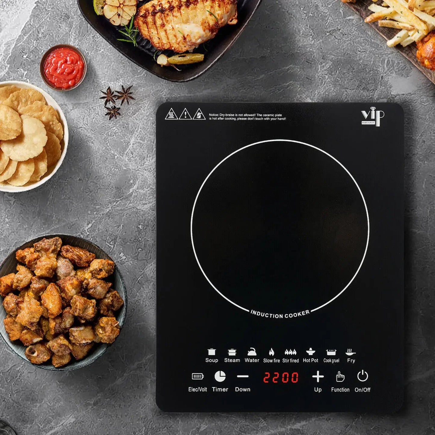 Portable 750W Induction Cooktop - Compact Electric Stove for Kitchen Countertop Use