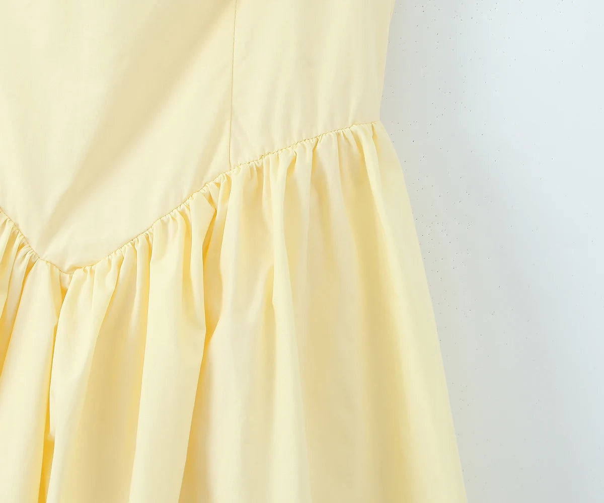 Yellow Halter Mini Dress – Backless A-Line Summer Style