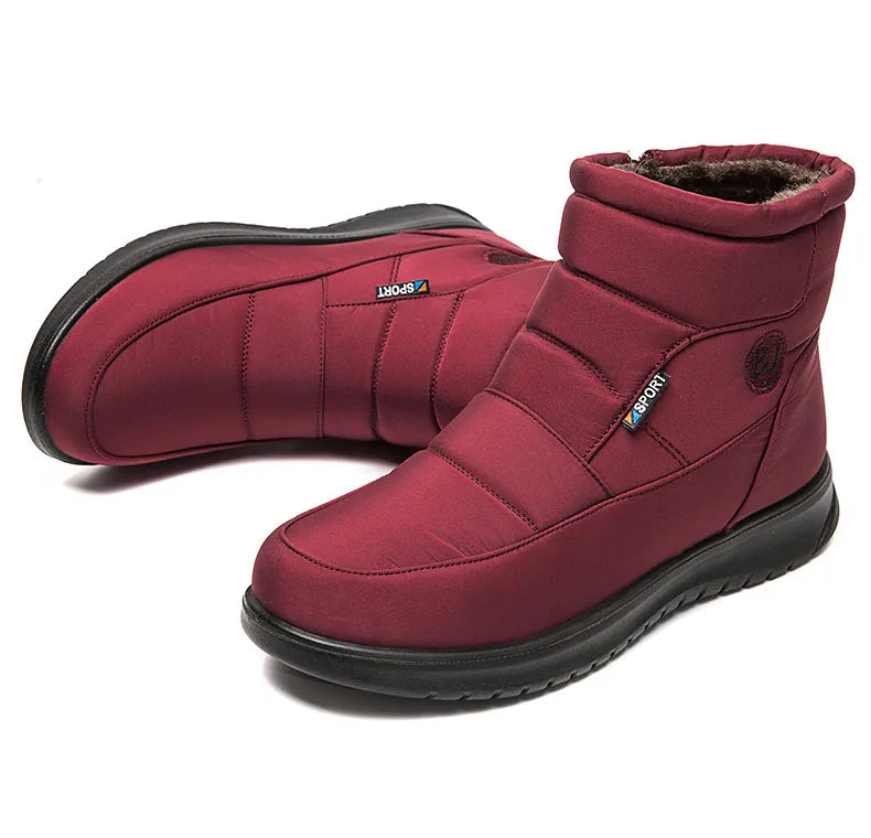 Women's Boots 2025 Winter Shoes For Women Ankle Boots Warm Fur Botas Mujer Waterproof Low Heels Snow Boots Winter Flat Shoes