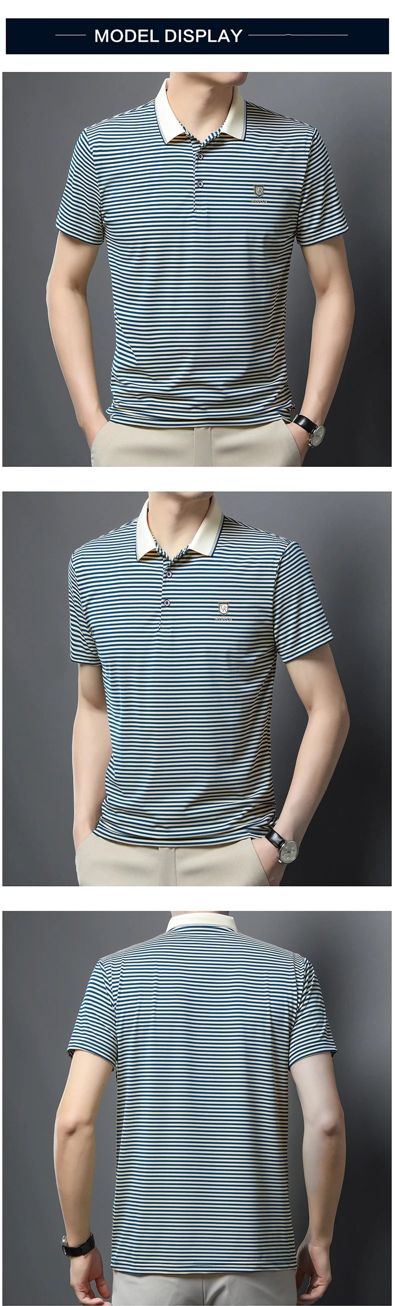 Breathable Cotton Men’s Polo Shirt – Striped Soft Summer Tee 2025