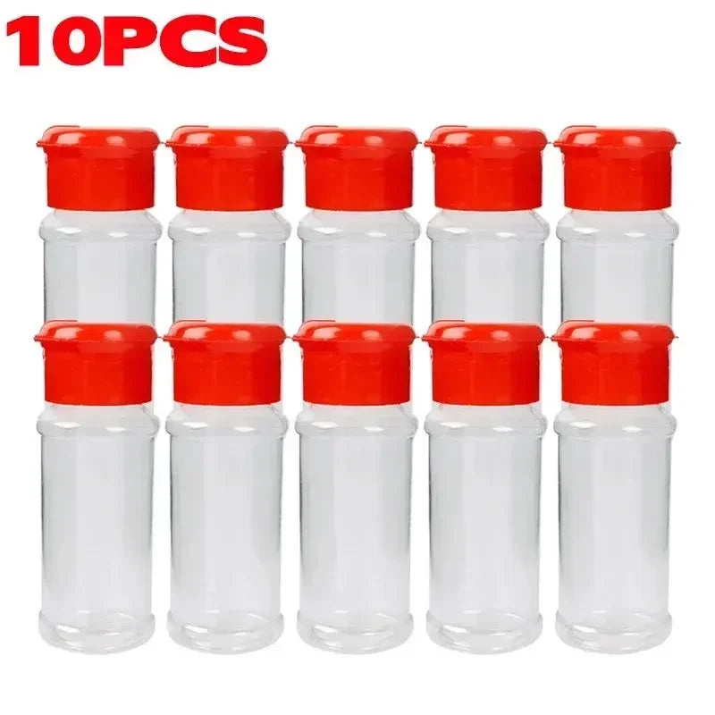 Compact Plastic Spice Shaker Bottles – Portable 100ml Seasoning Jars for Kitchen & BBQ