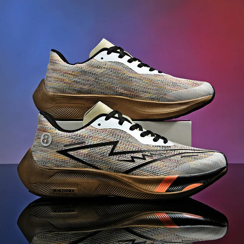 Real carbonboard racing running shoes couple's ultra-light cushioning sneakers men's thin mesh walking shoes