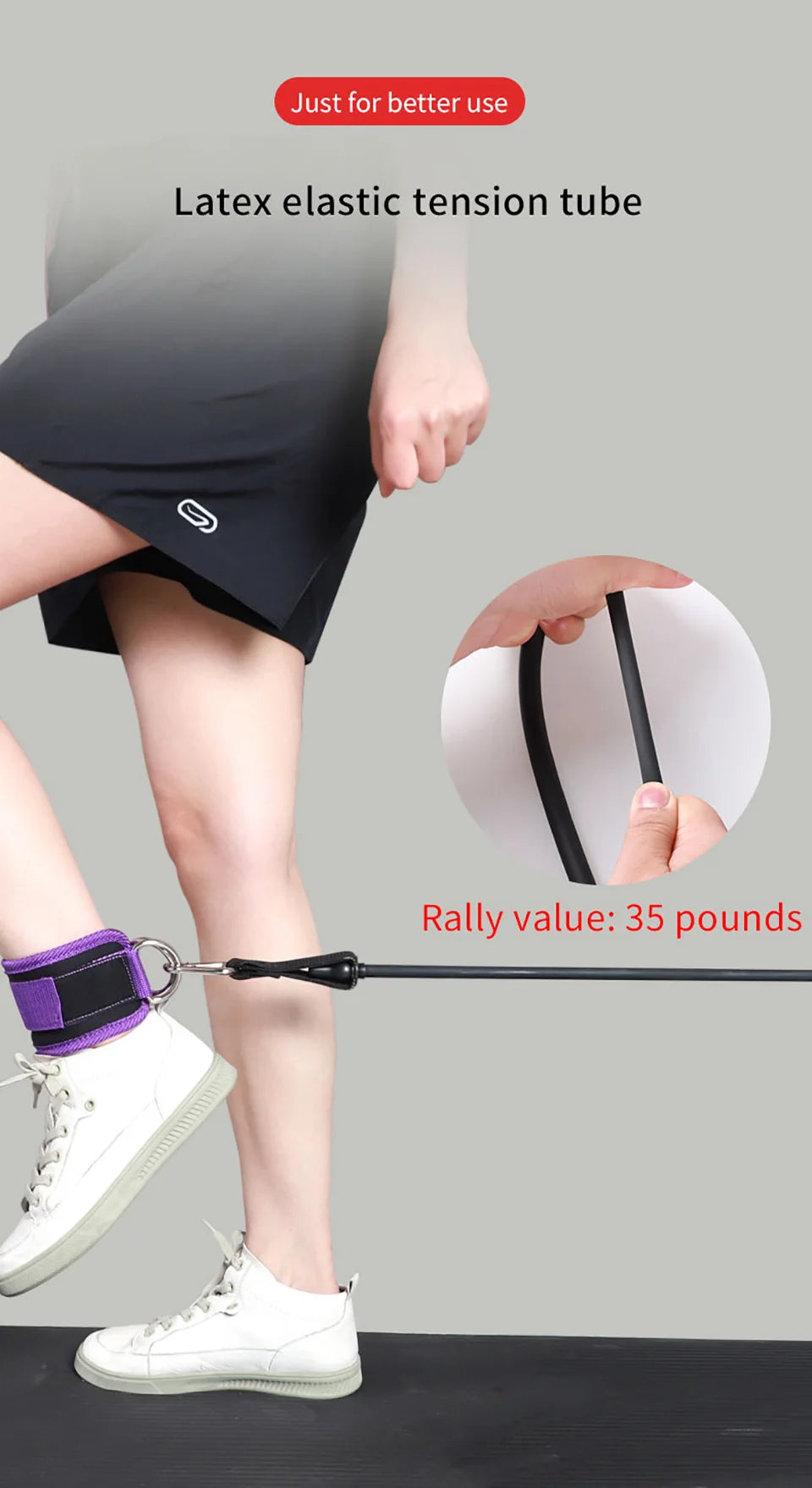 LOOGDEEL TPE Resistance Bands Ankle Straps Fitness D-Ring Support Ankle Cuffs Yoga Band Gym Guard Leg Strength Safety Extensions