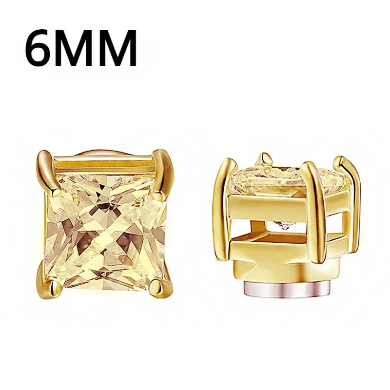 1Pairs Crystal Strong Magnetic Ear Stud Clip Earrings for Men and Women Punk Round Zircon Magnet Earrings Non Piercing Jewelry