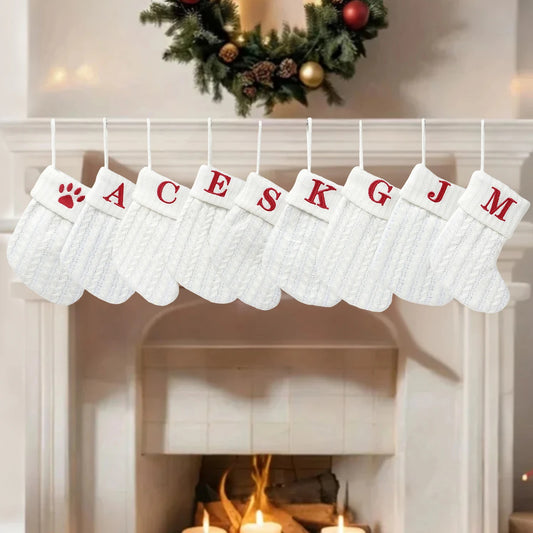 Christmas Socks Knitting Snowflake Letter Stocking Christmas Decoration For Home 2025 Xmas Tree Ornament Gift Navidad Natal 2026