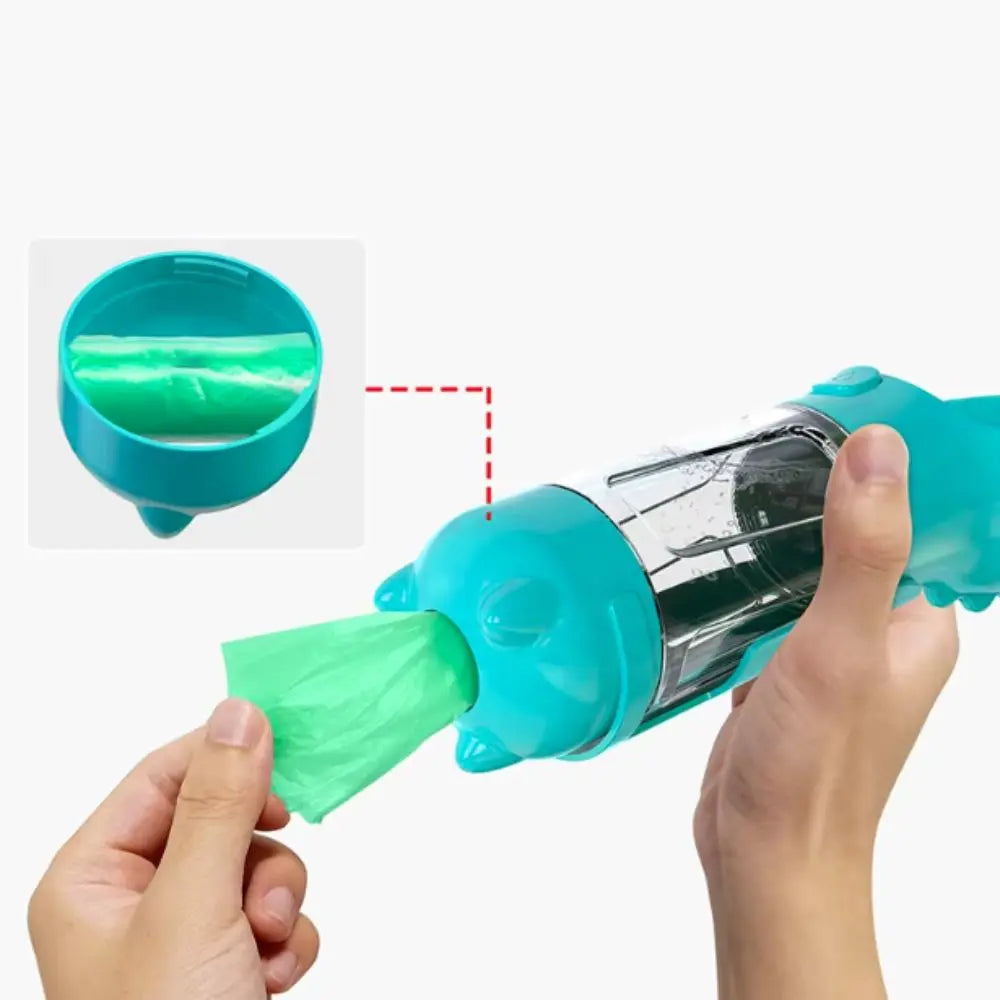 300/500ml Pet Water Food Dispenser 3 in 1 with Trash Bag Box and Shovel Pet Dog Water Bottle Leak Proof Dog Food Feeder Cat