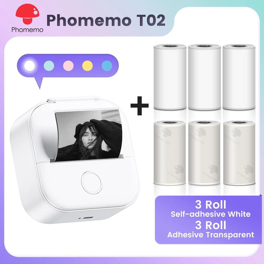 Phomemo T02 Mini Pocket Printer – Bluetooth Thermal Label Maker