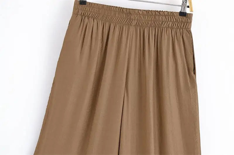Women’s Summer 2-Piece Set – Loose Shirt & High-Waist Pants
