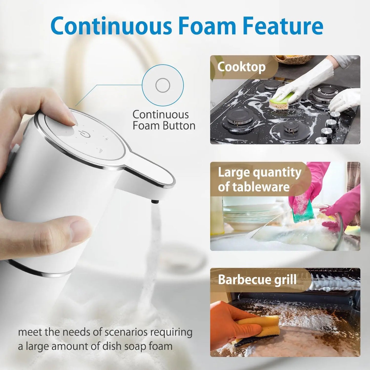 Automatic Soap Dispenser Touchless Foaming Soap Dispenser 380ml USB Rechargeable Electric 4 Level Adjustable Foam Soap Dispenser