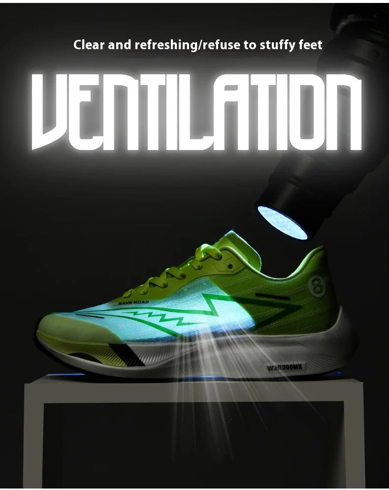 Real carbonboard racing running shoes couple's ultra-light cushioning sneakers men's thin mesh walking shoes