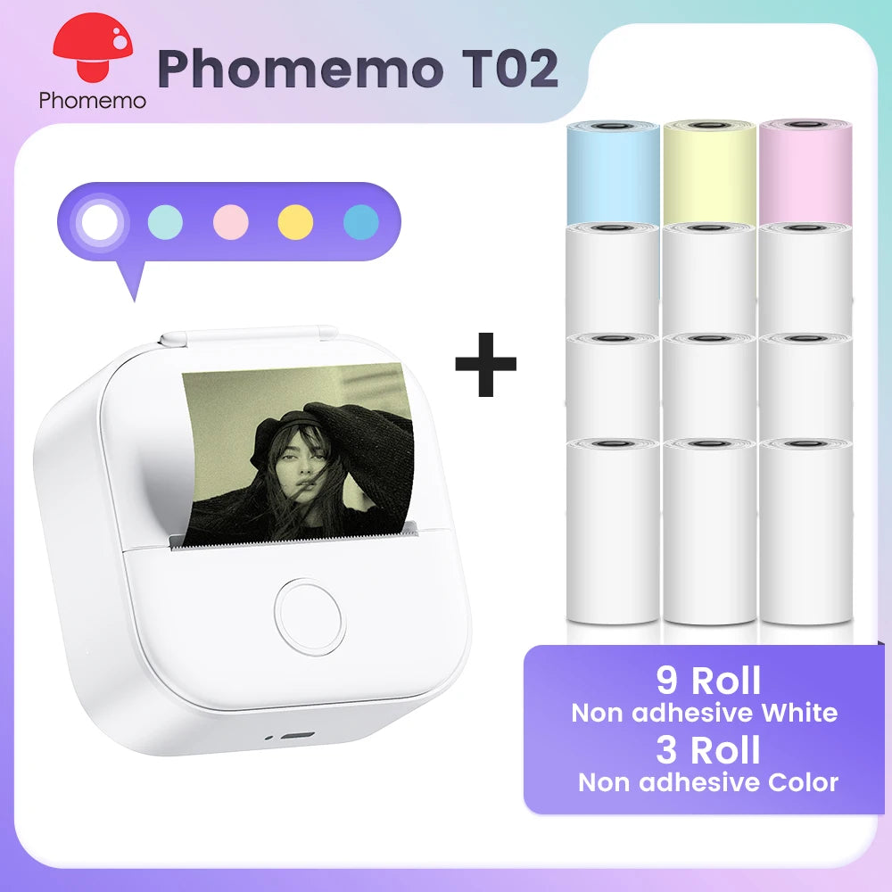 Phomemo T02 Mini Pocket Printer – Bluetooth Thermal Label Maker