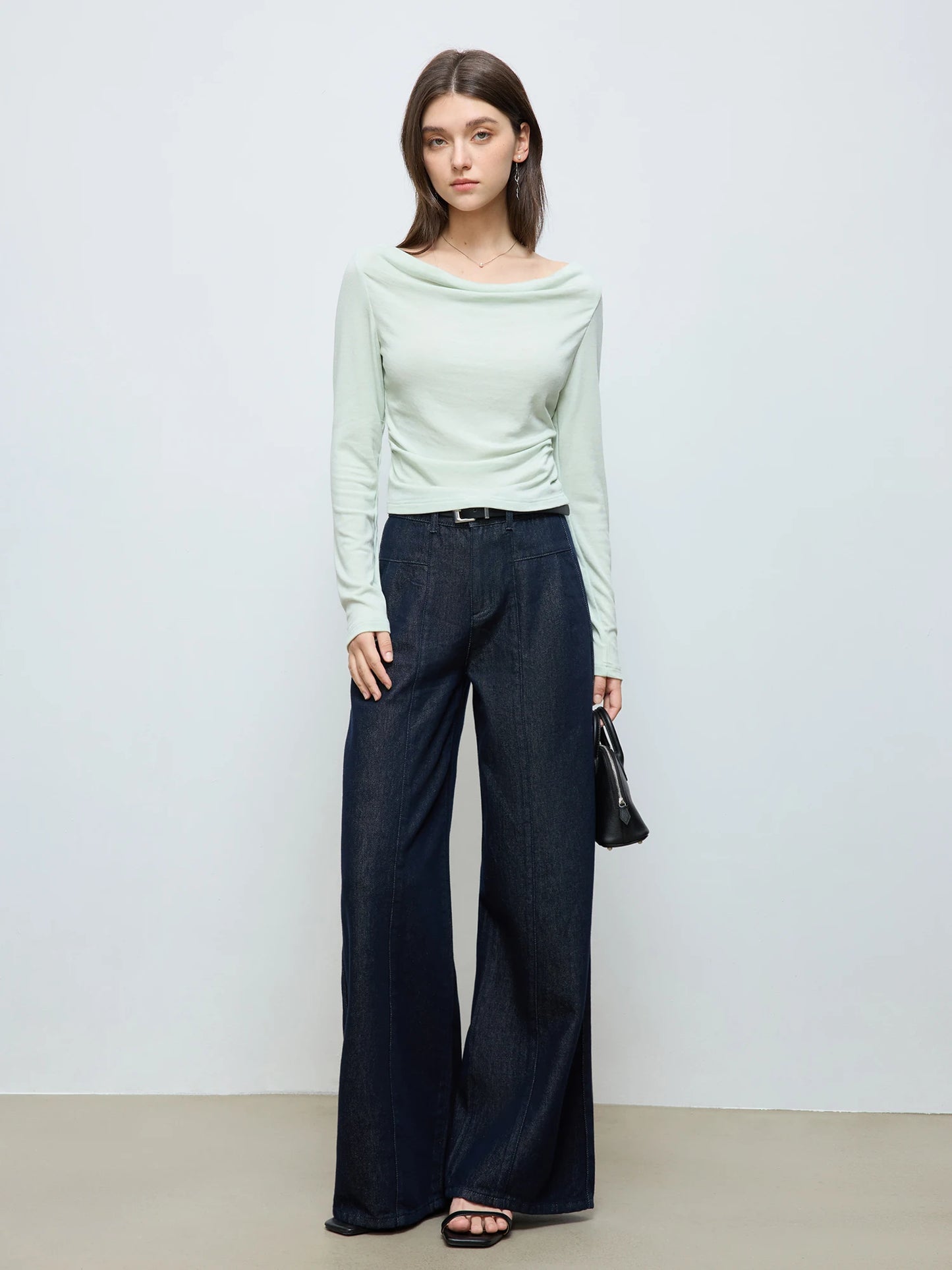 Women's Slim Fit Wool Blend Long Sleeve Top – Spring Office Style