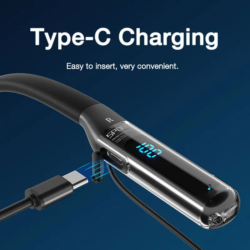 EARDECO Bluetooth 5.3 Neckband Headphones – 80H Battery, Stereo Bass, Mic