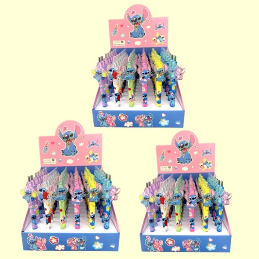 Disney Stitch Gel Pen 48Pcs Black 0.5mm Cartoon Kawaii Paster New Cute Styling School Supplies Friends Write Birthday Gifts