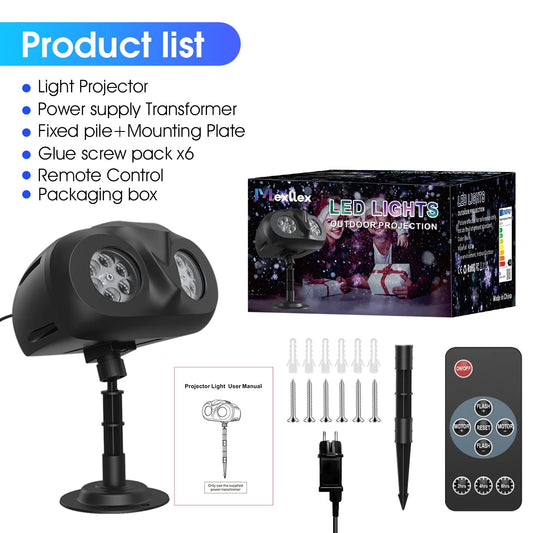 ❄️✨ 2025 NEW Snow Projector Lights – Dynamic Rotating Snowflake Projection Light