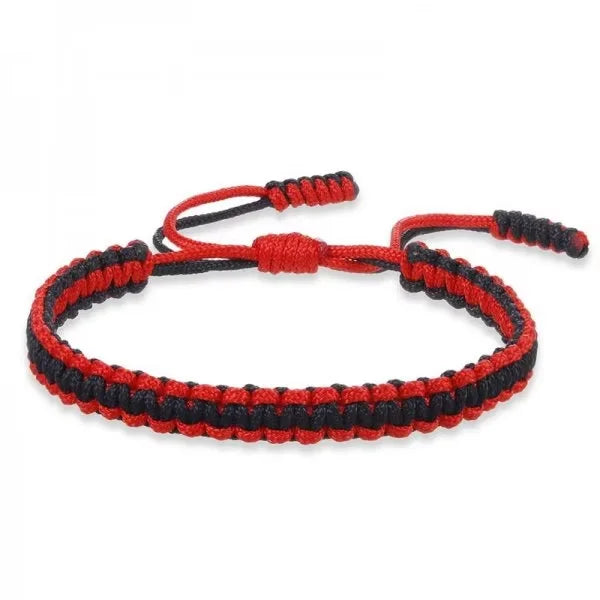 Handmade Tibetan Knot Bracelet – Red & Black Unisex Rope Charm
