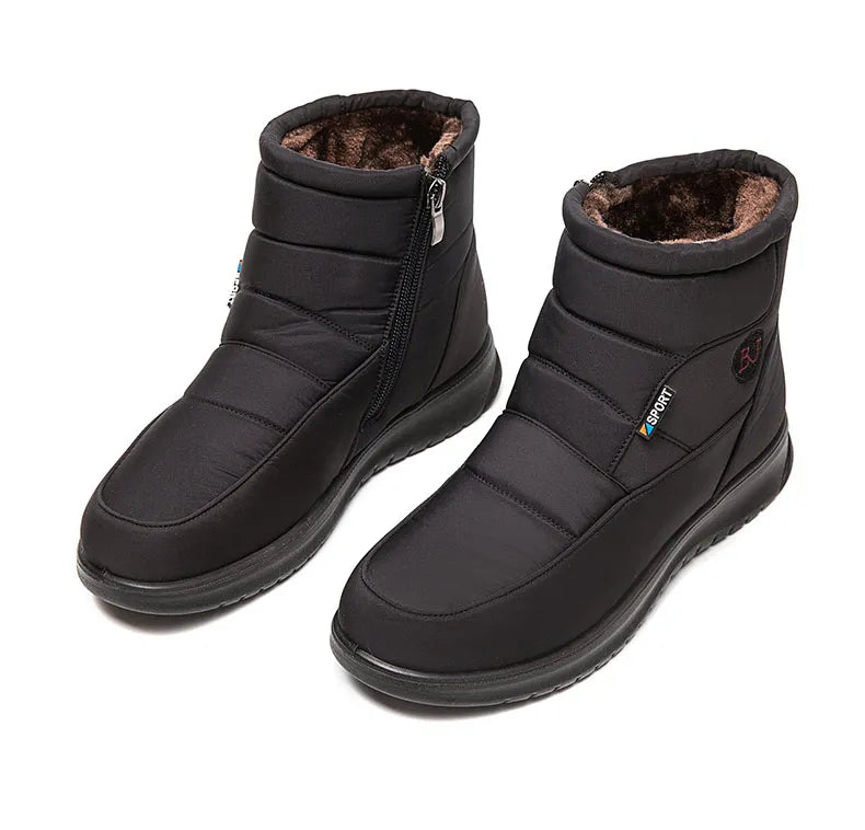 Women's Boots 2025 Winter Shoes For Women Ankle Boots Warm Fur Botas Mujer Waterproof Low Heels Snow Boots Winter Flat Shoes
